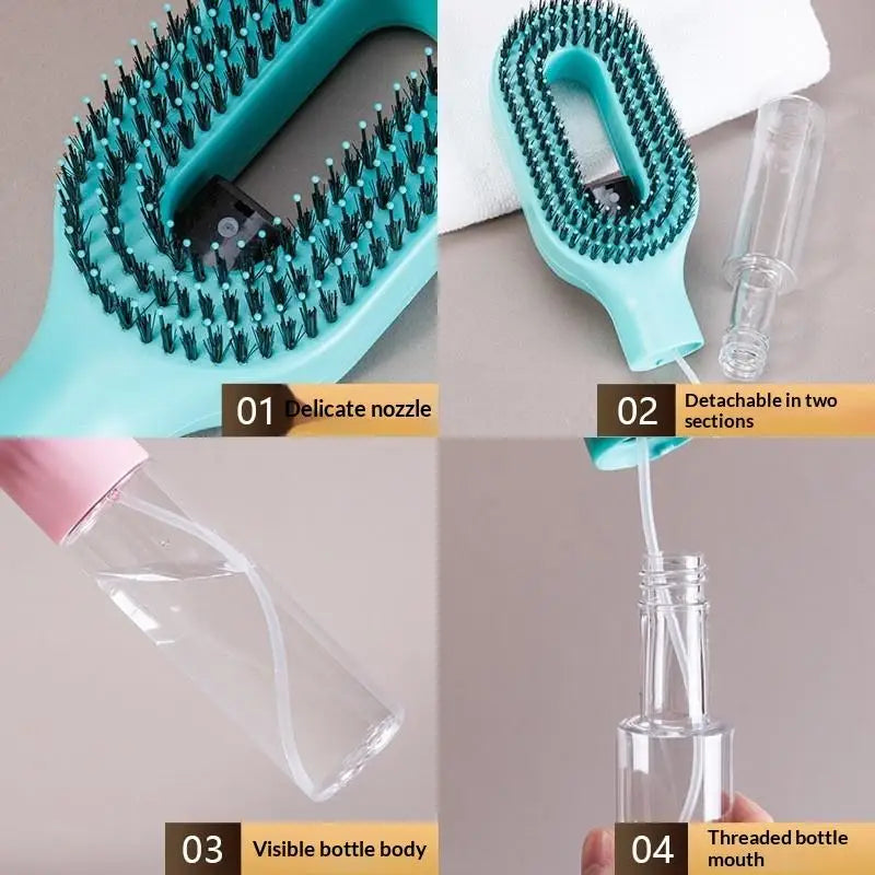 1Pc Spray Hair Brush Refillable Liquid Water Spray Paddle Comb Anti Static Soft Bristle Hair Styling Massage Comb For Home